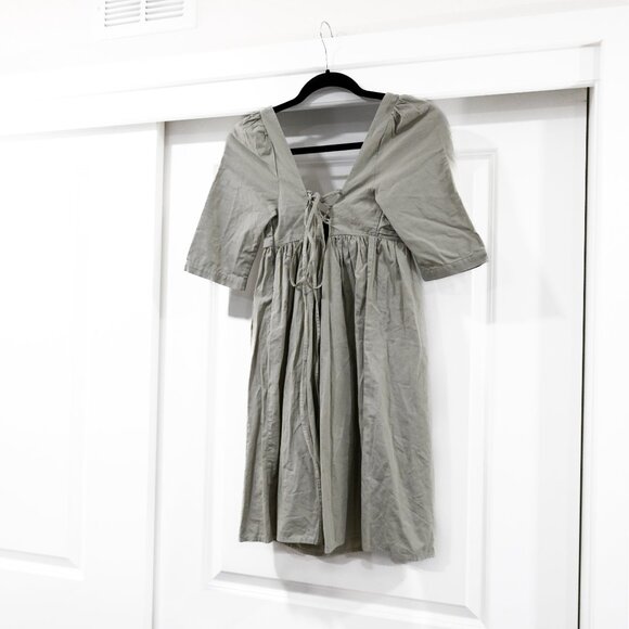 Anthropologie Forever that Girl XS Petite Sage Ruched Cross Cross Mini Dress - Picture 10 of 10